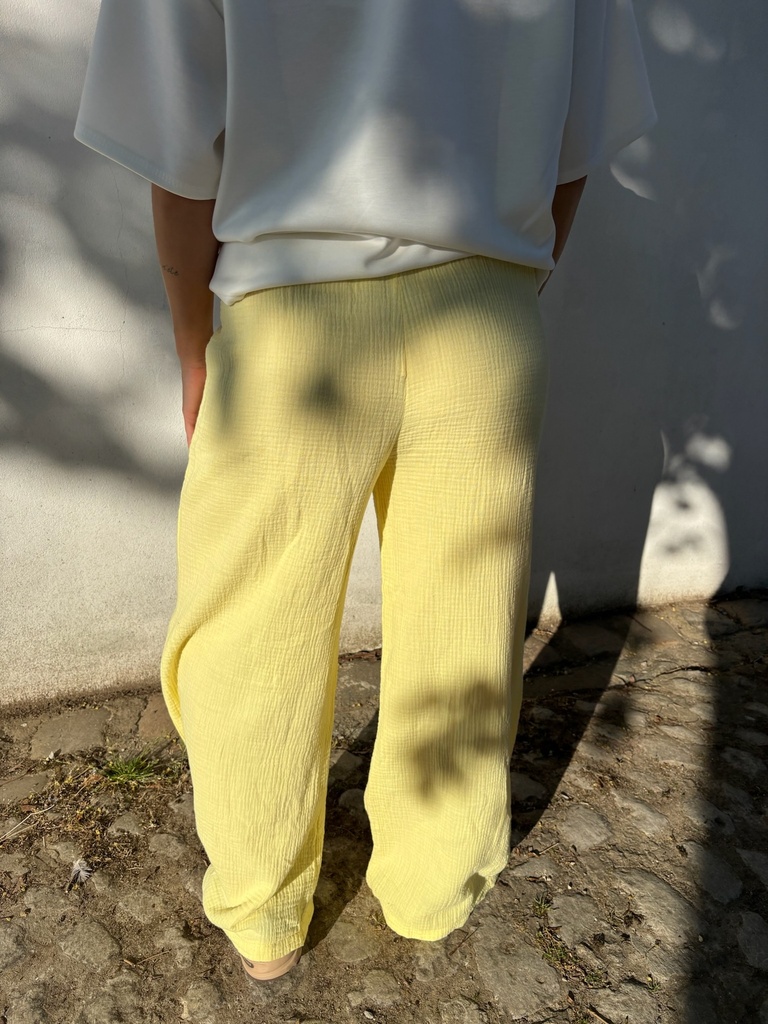 Pantalon gaze de coton Isa (jaune)