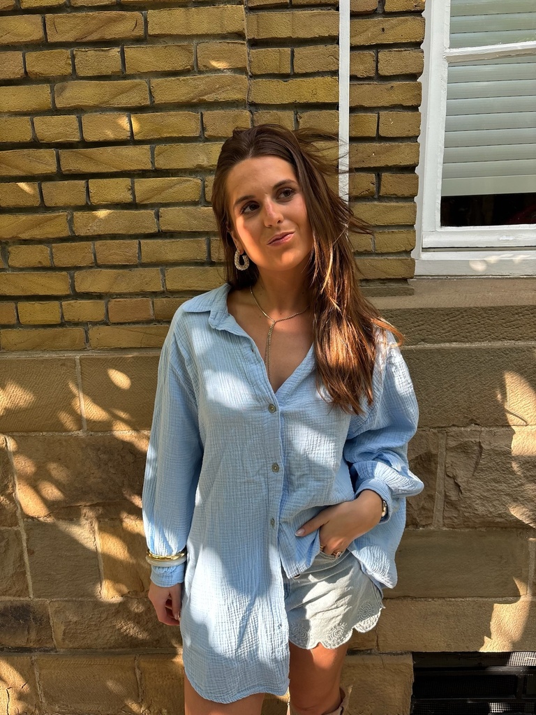 Chemise gaze de coton (bleu ciel)