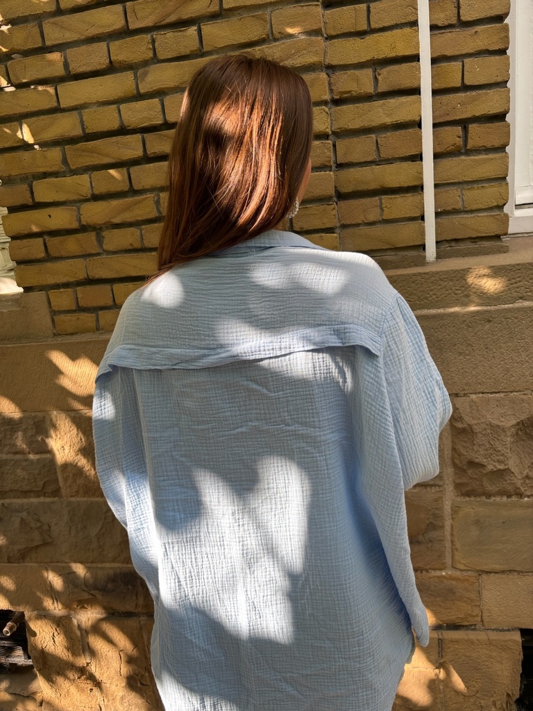 Chemise gaze de coton (bleu ciel)
