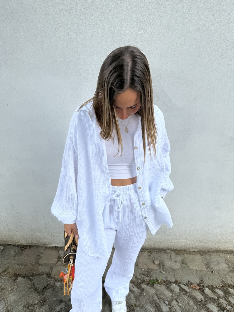 Ensemble gaze de coton (blanc)