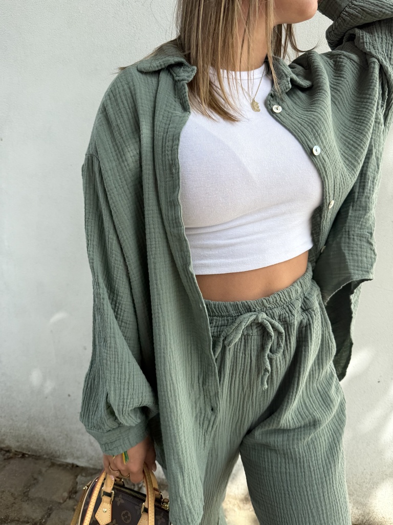 Ensemble gaze de coton (kaki)