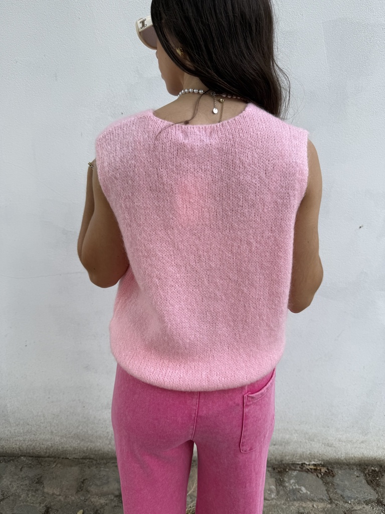Débardeur mohair Thérèse (rose)
