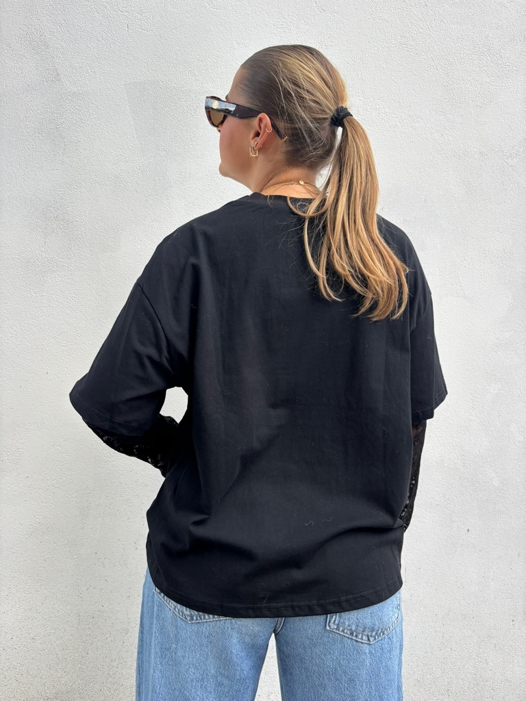 T-shirt dentelle Capucine (black)