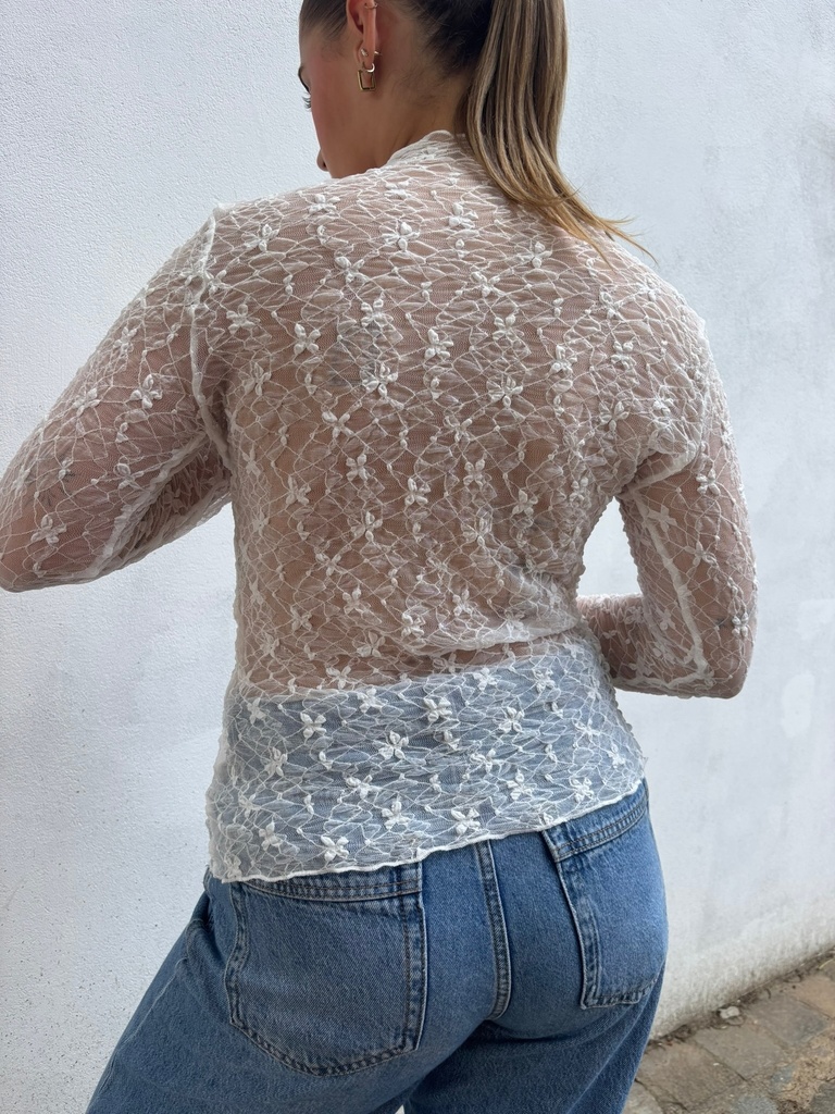 T-shirt dentelle Deva (blanc)