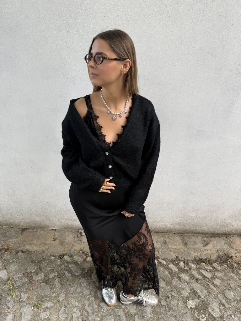 Robe en soie et dentelle Lise (noir)