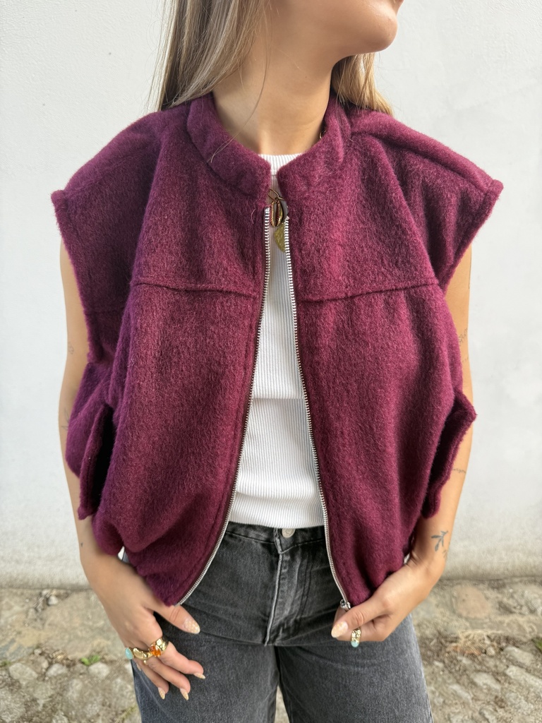 Veste bomber sans manche Amara (bordeaux)