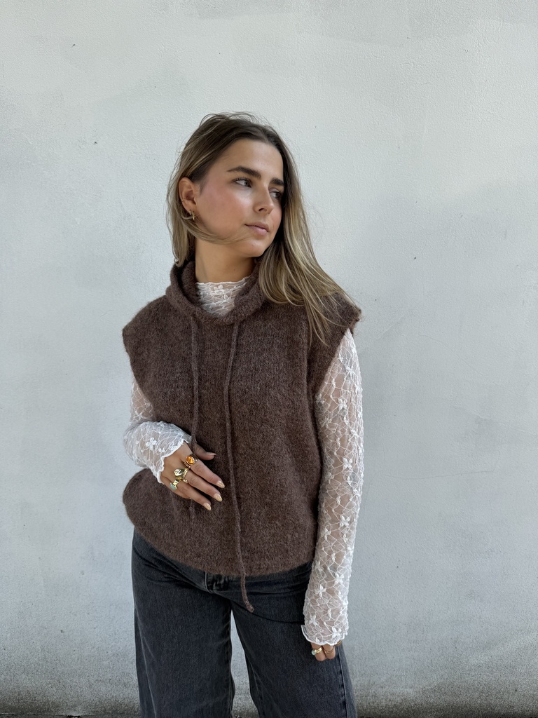 Pull sans manche mohair Romy (choco) 