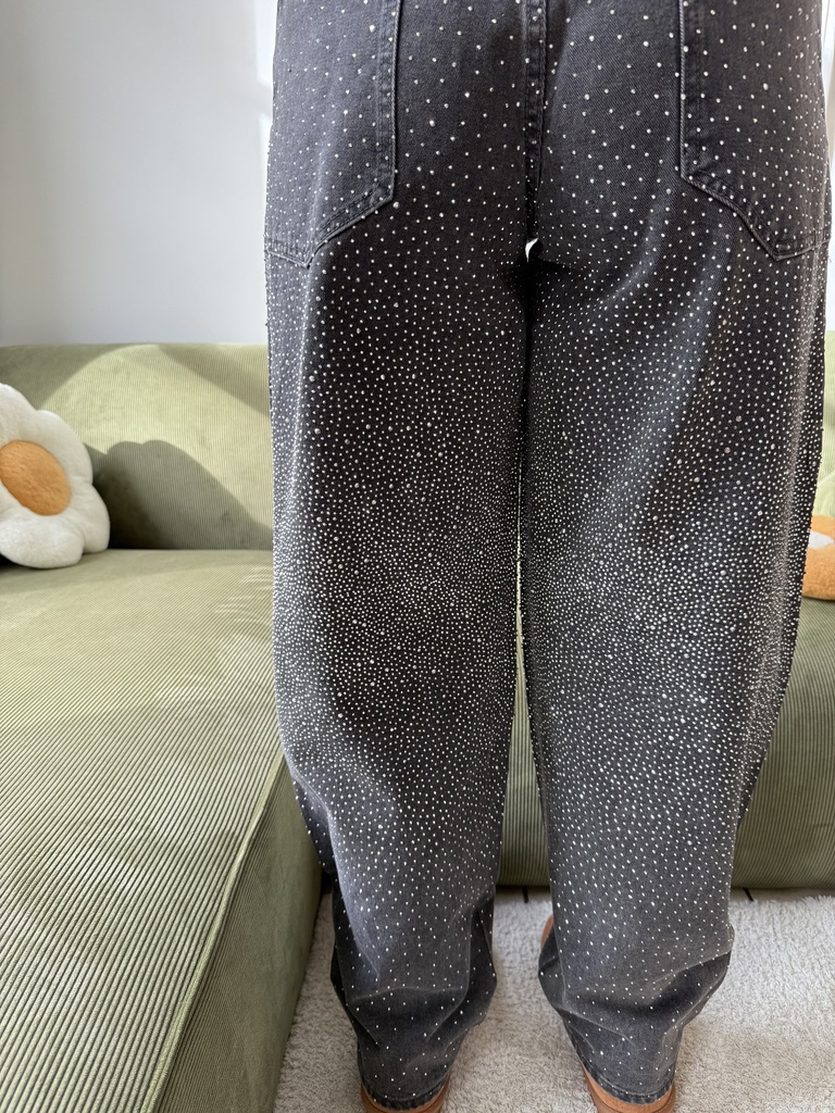 Jeans Ballon Strass (gris)