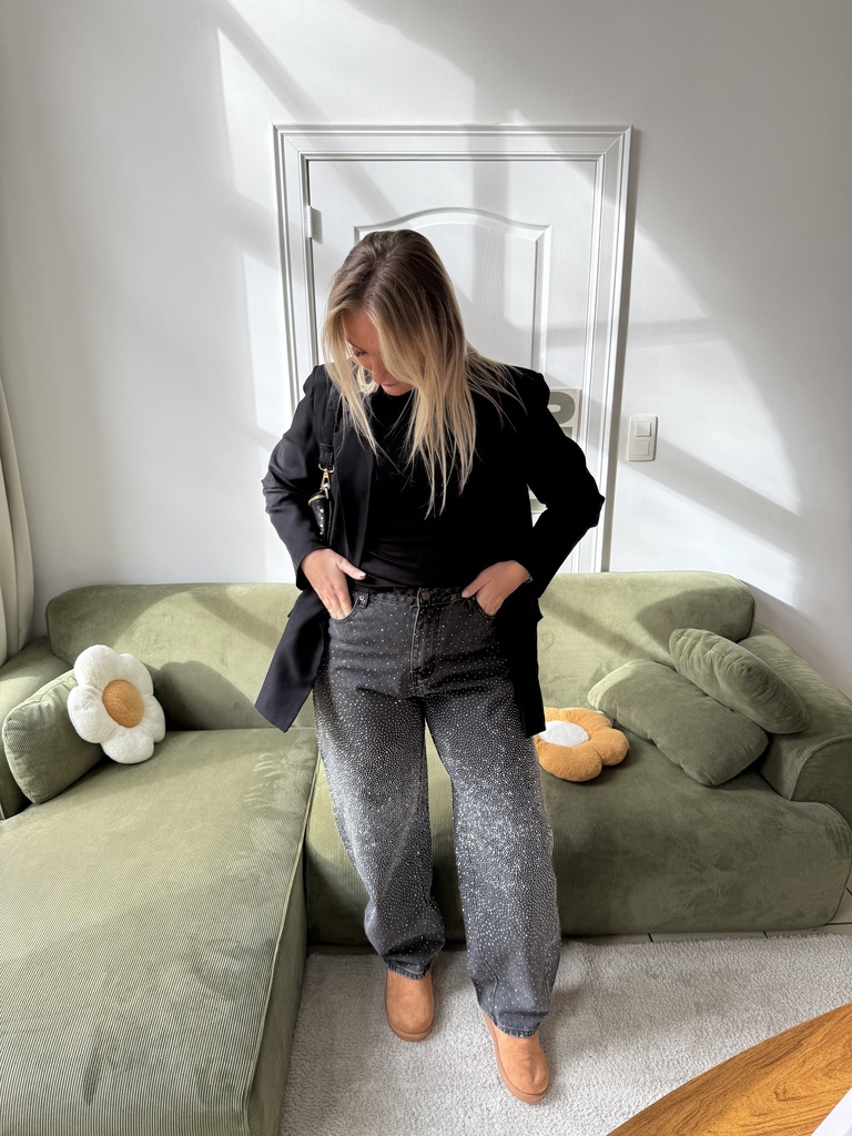 Jeans Ballon Strass (gris)