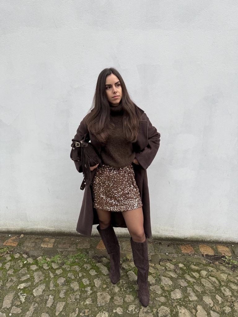 Jupe sequins Charlène (chocolat)