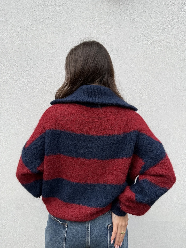 Pull tirette Melissa (marine/bordeaux)
