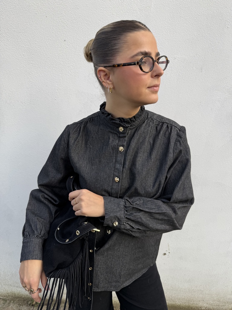 Chemise en jeans noir Maïté