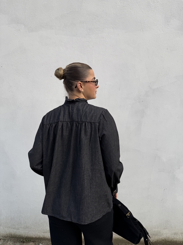 Chemise en jeans noir Maïté