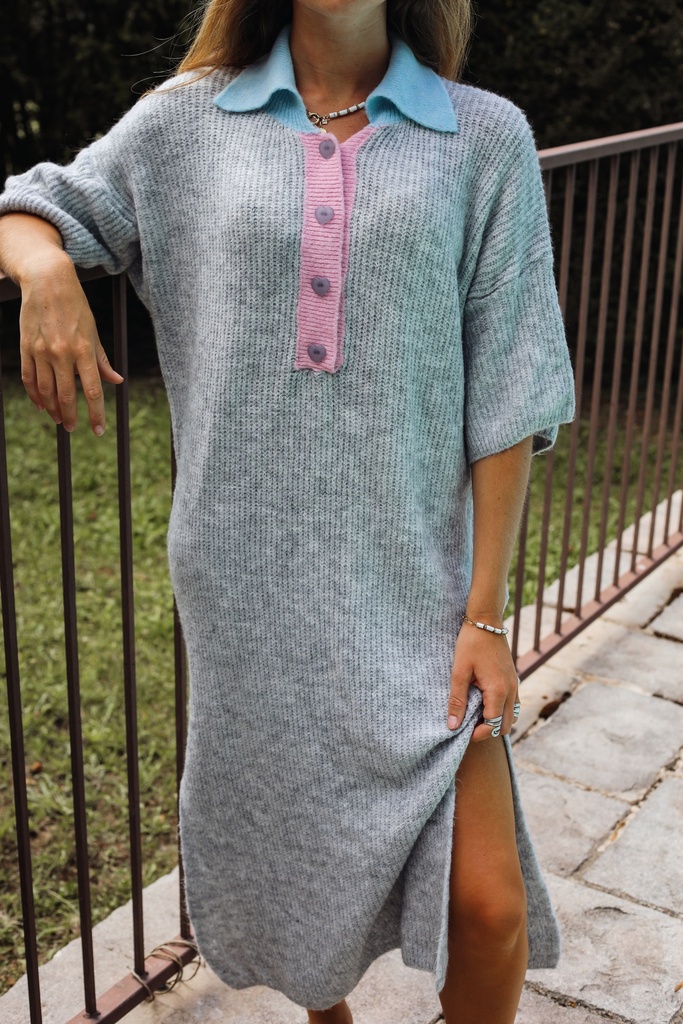 Robe pull Pastel Léa (+ de couleurs) (Gris/bleu)