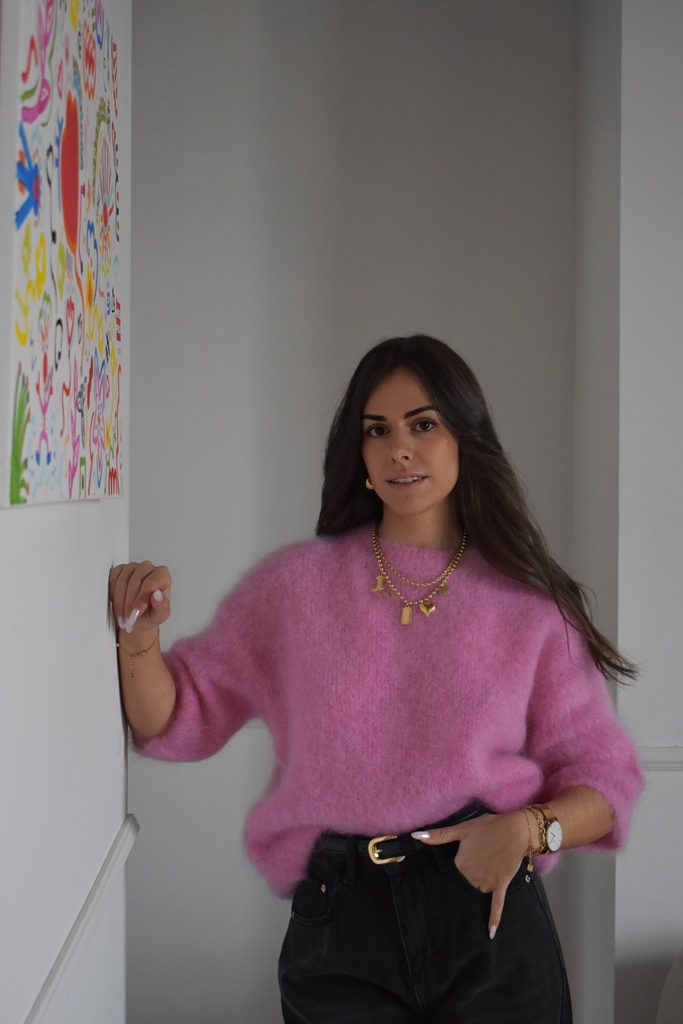Pull Mohair (rose bonbon)