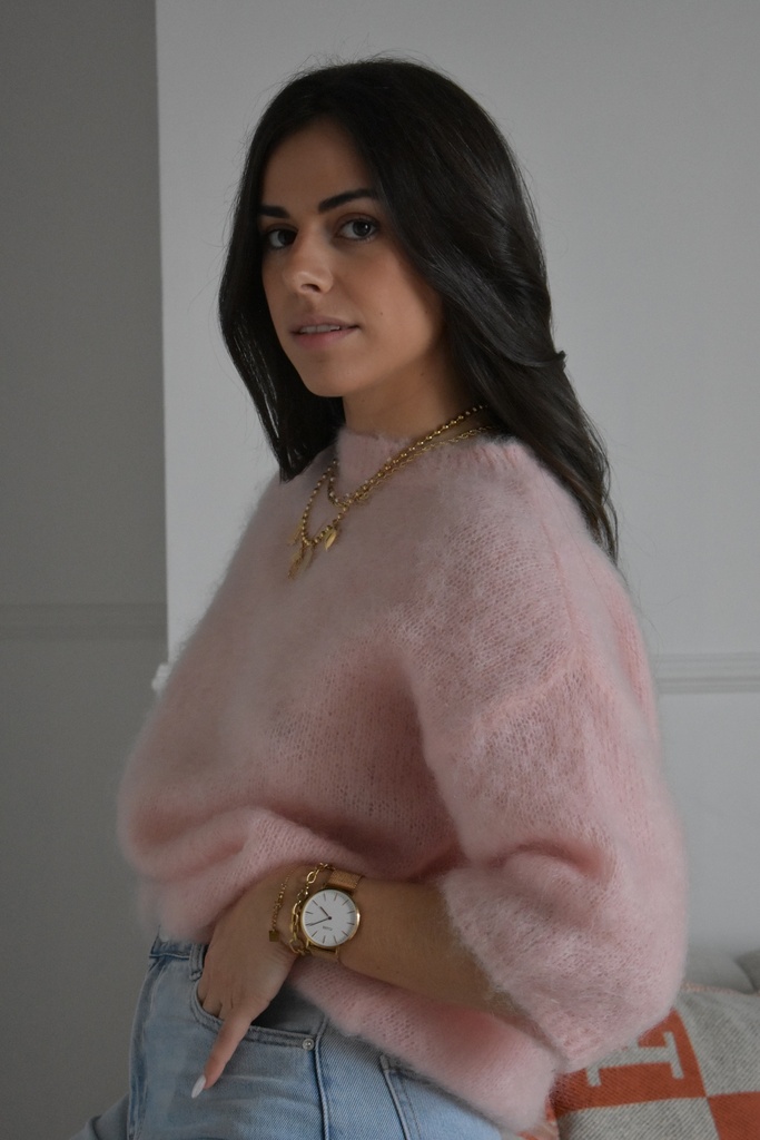 Pull Mohair (rose poudré)
