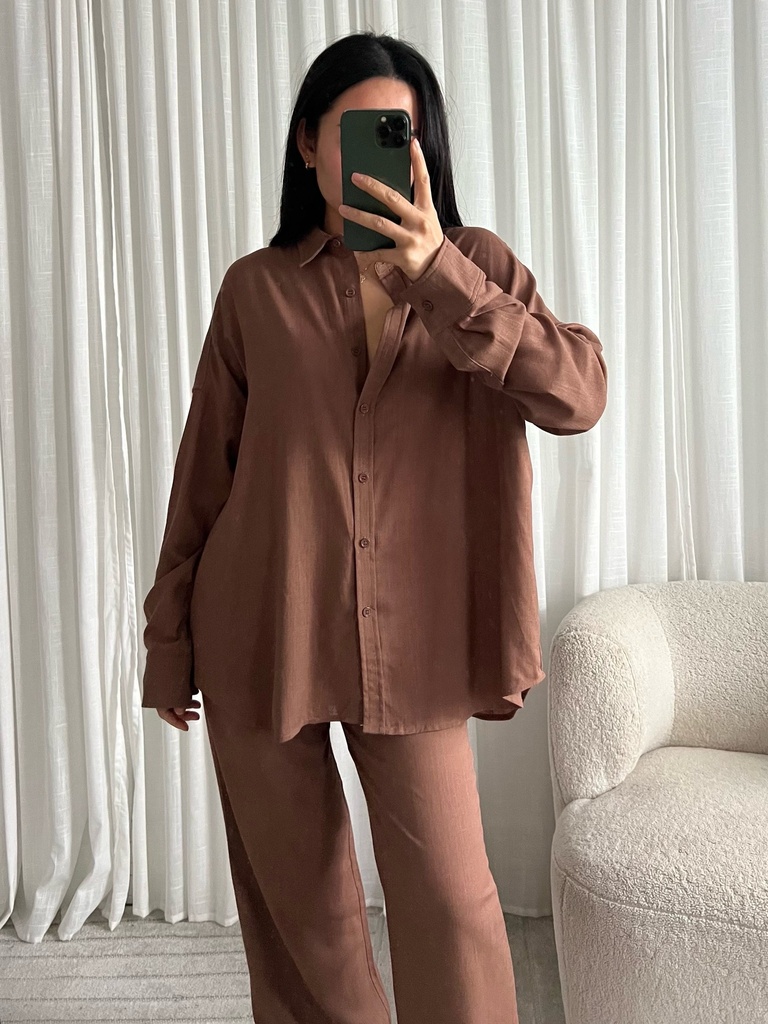 Chemise lin Aya (choco)