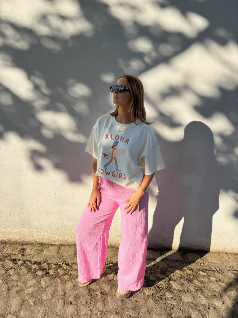 Pantalon gaze de coton Isa (rose)