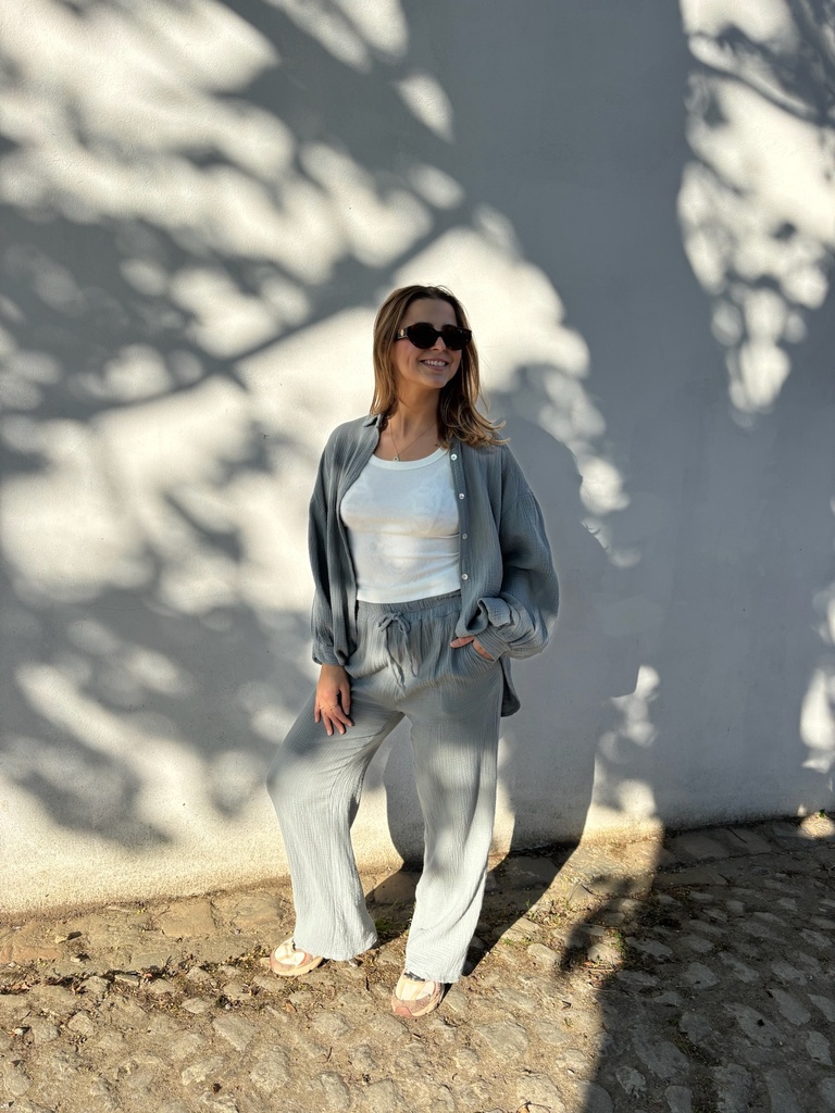 Ensemble gaze de coton (gris)