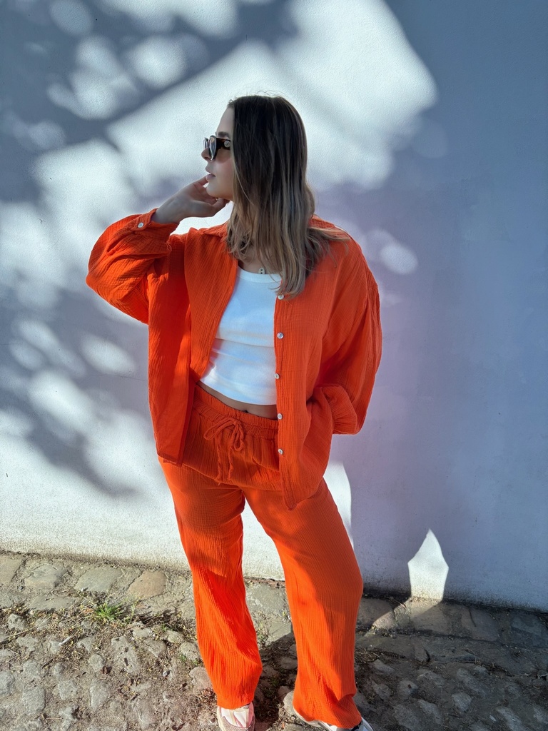 Ensemble gaze de coton (orange)