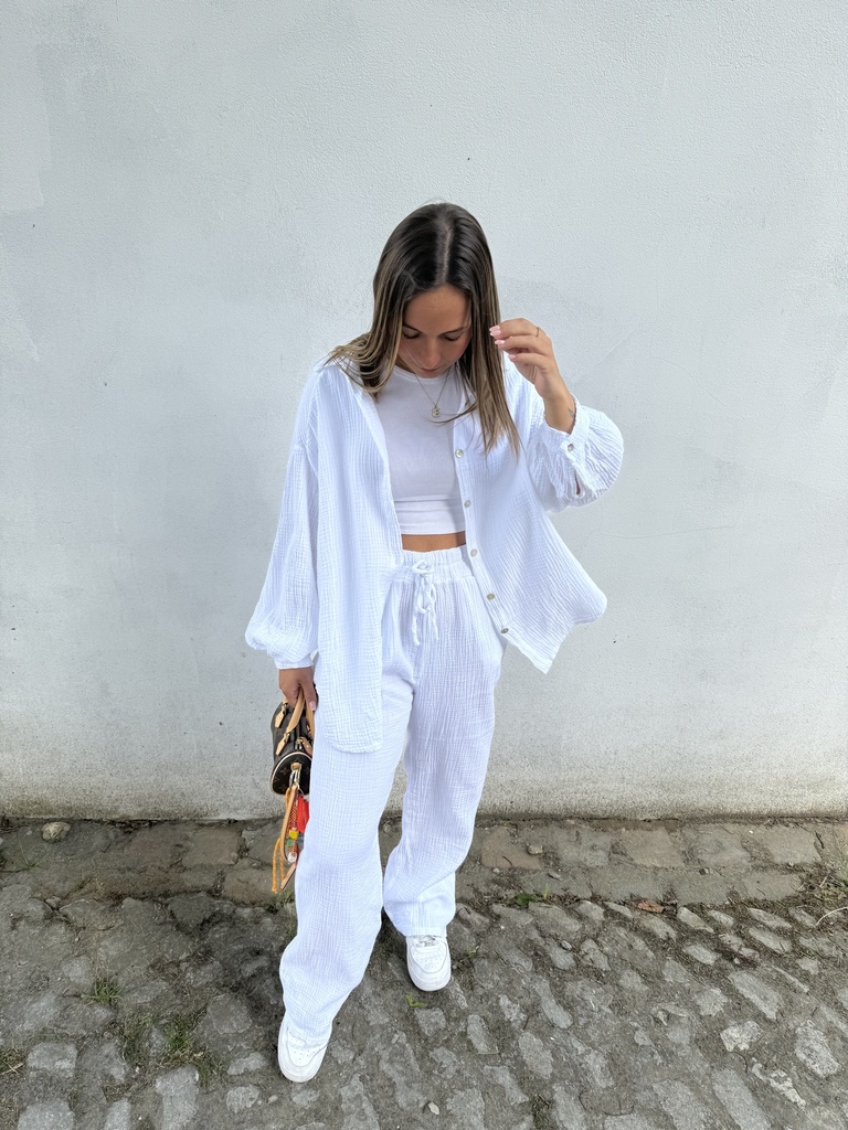 Ensemble gaze de coton (blanc)