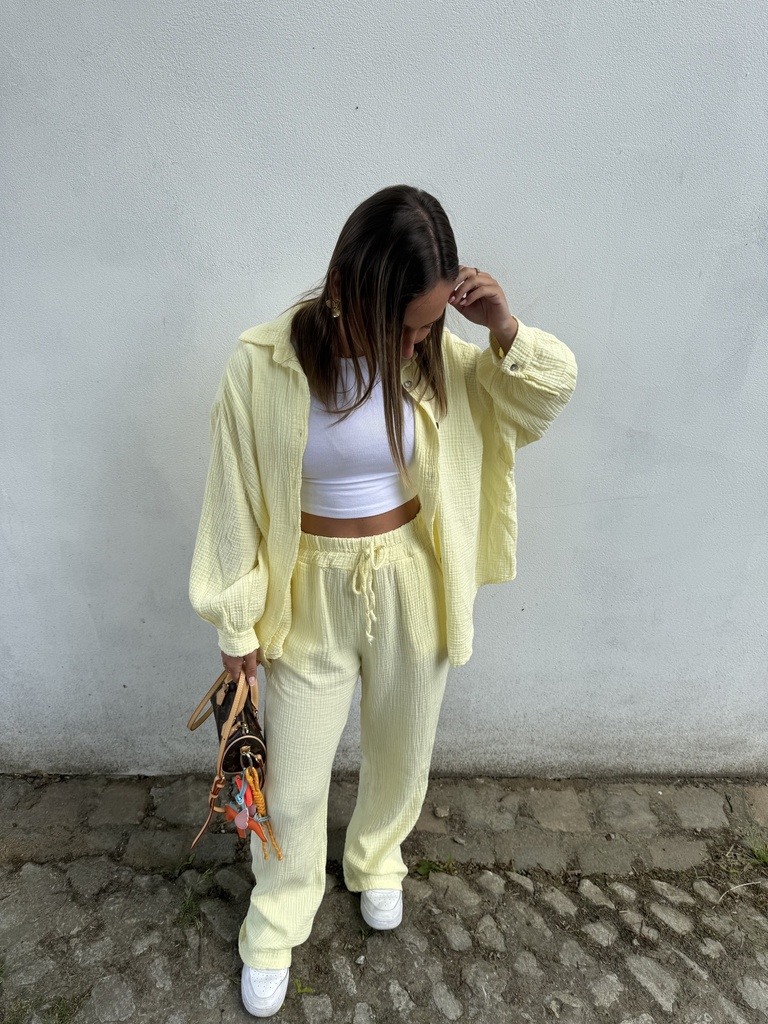 Ensemble gaze de coton (jaune beurre)