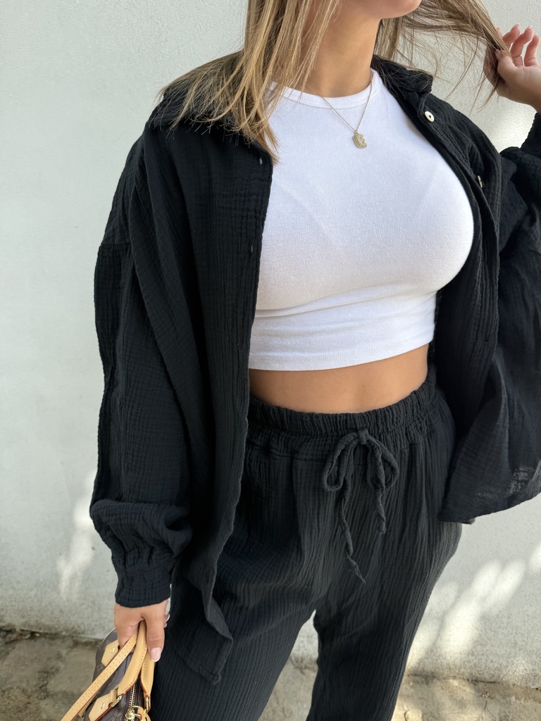 Ensemble gaze de coton (noir)