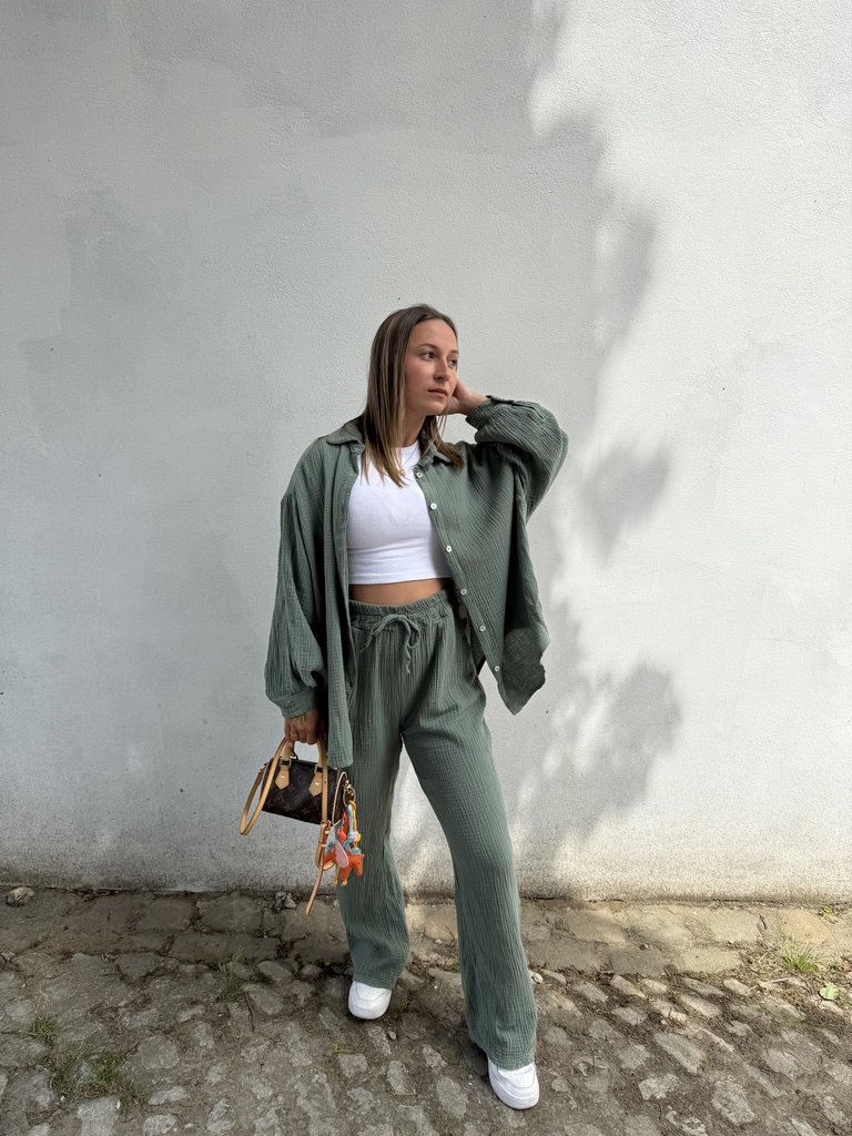 Ensemble gaze de coton (kaki)