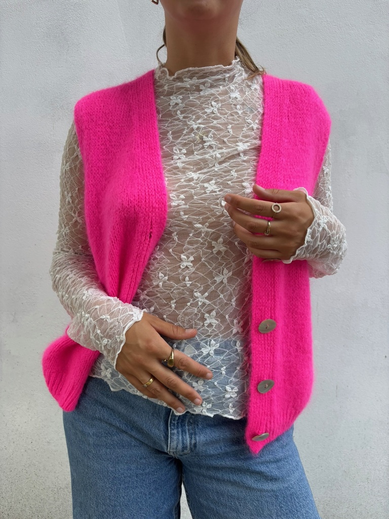 T-shirt dentelle Deva (blanc) (S-M)