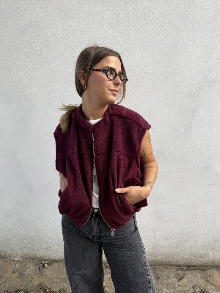 Veste bomber sans manche Amara (bordeaux)