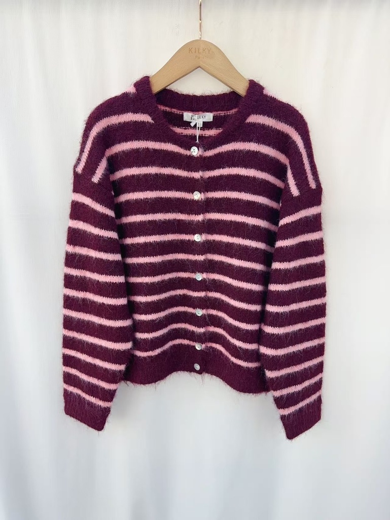 Cardigan Marine (bordeaux/rose)