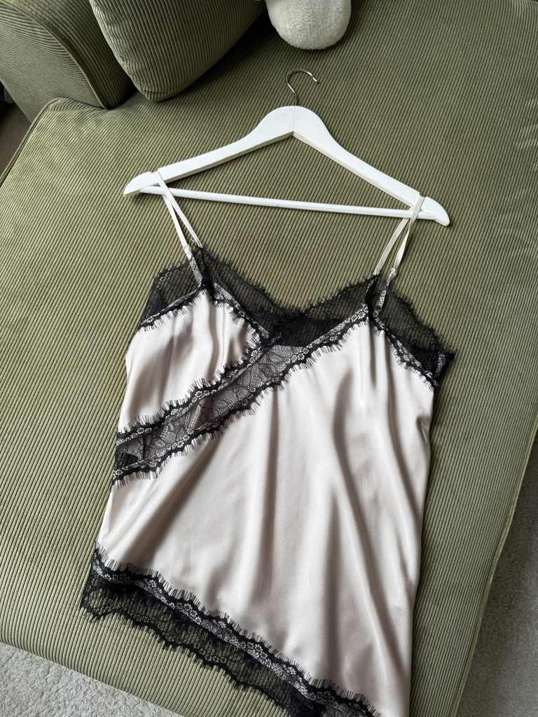 Top dentelle Aimé (sable/noir)