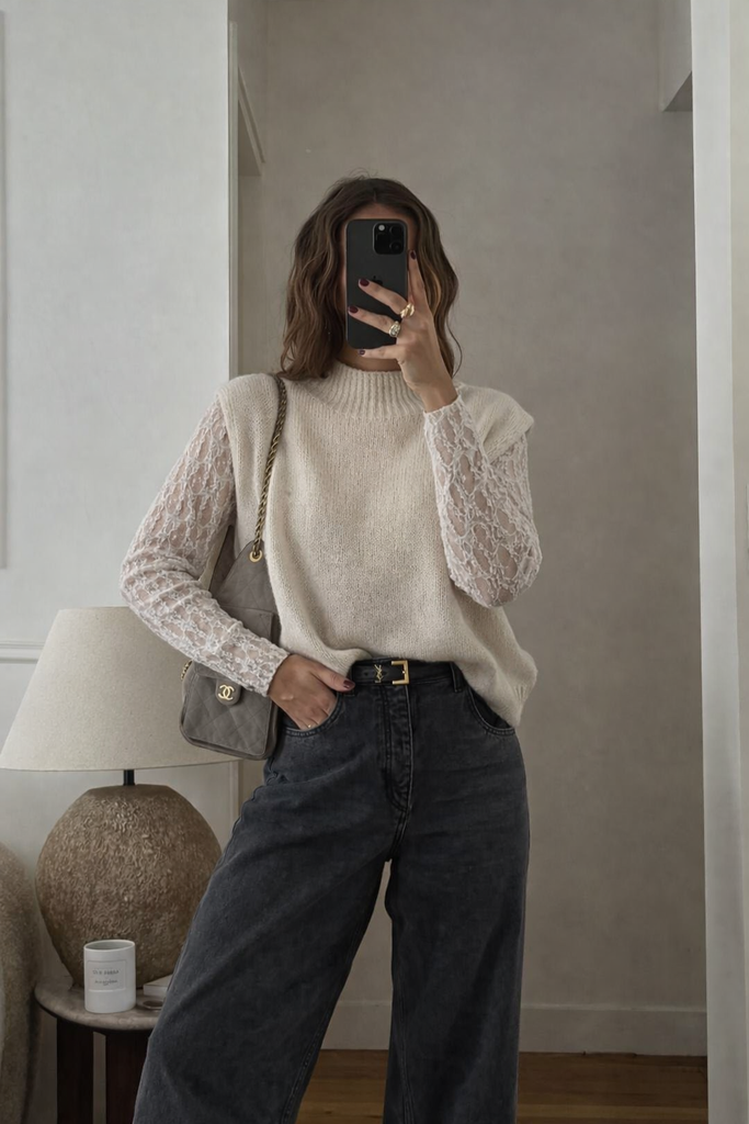 Débardeur + sous pull Nesrine (écru)