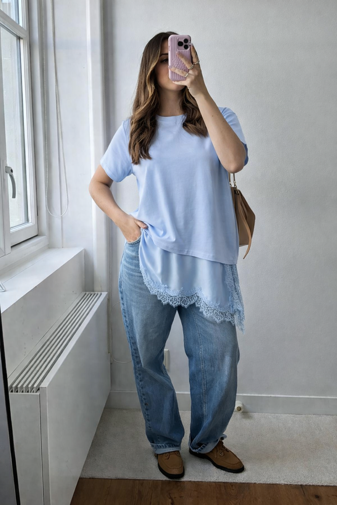T-shirt asymétrique Fanny (bleu)