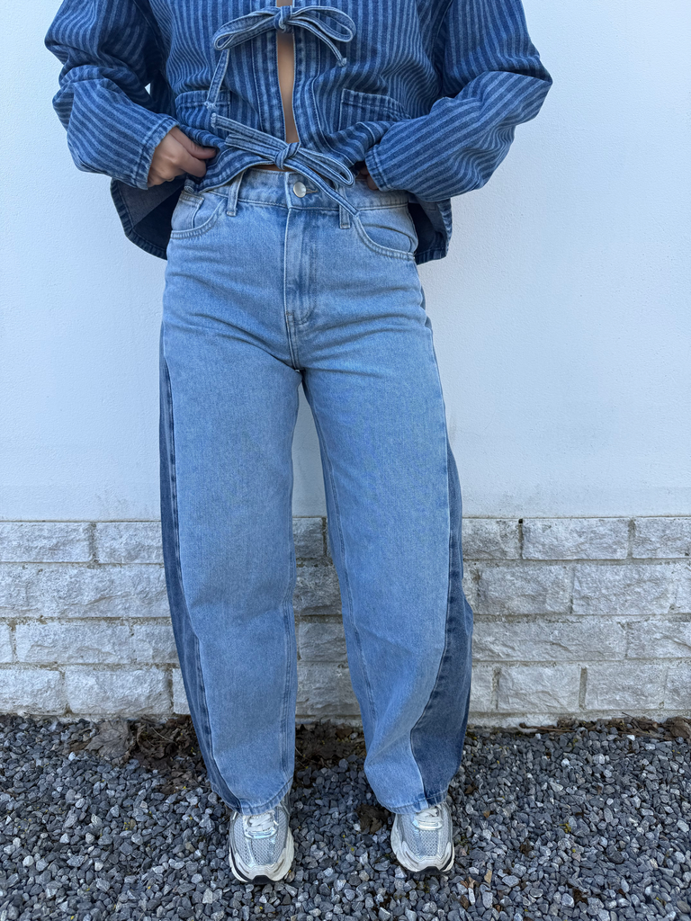 Jeans ballon bicolor