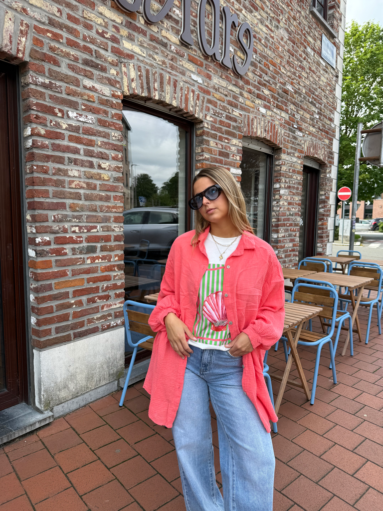 Chemise gaze de coton (corail)