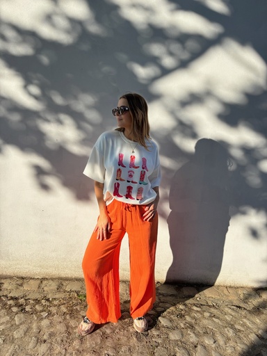 Pantalon gaze de coton Isa (orange)