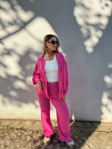 Ensemble gaze de coton (rose)