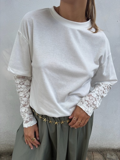 T-shirt dentelle Capucine (white)