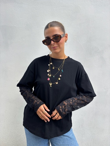 T-shirt dentelle Capucine (black)
