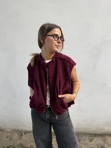 Veste bomber sans manche Amara (bordeaux)